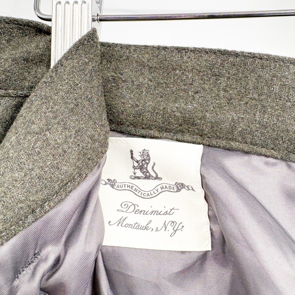 Denimist Womens Dark Olive Wool Blend Double Pleat Wide Leg Trouser Pants 30 - Picture 7 of 10